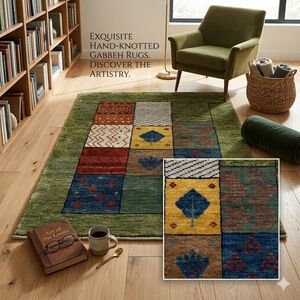 Hand-Knotted Gabbeh Rug - Multicolor-100% wool 
Made in India